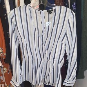 BRAND NEW Ann Taylor Striped Peplum Top